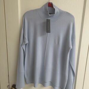 🆕French Connection soft light blue mock  neck sweater Large NWT